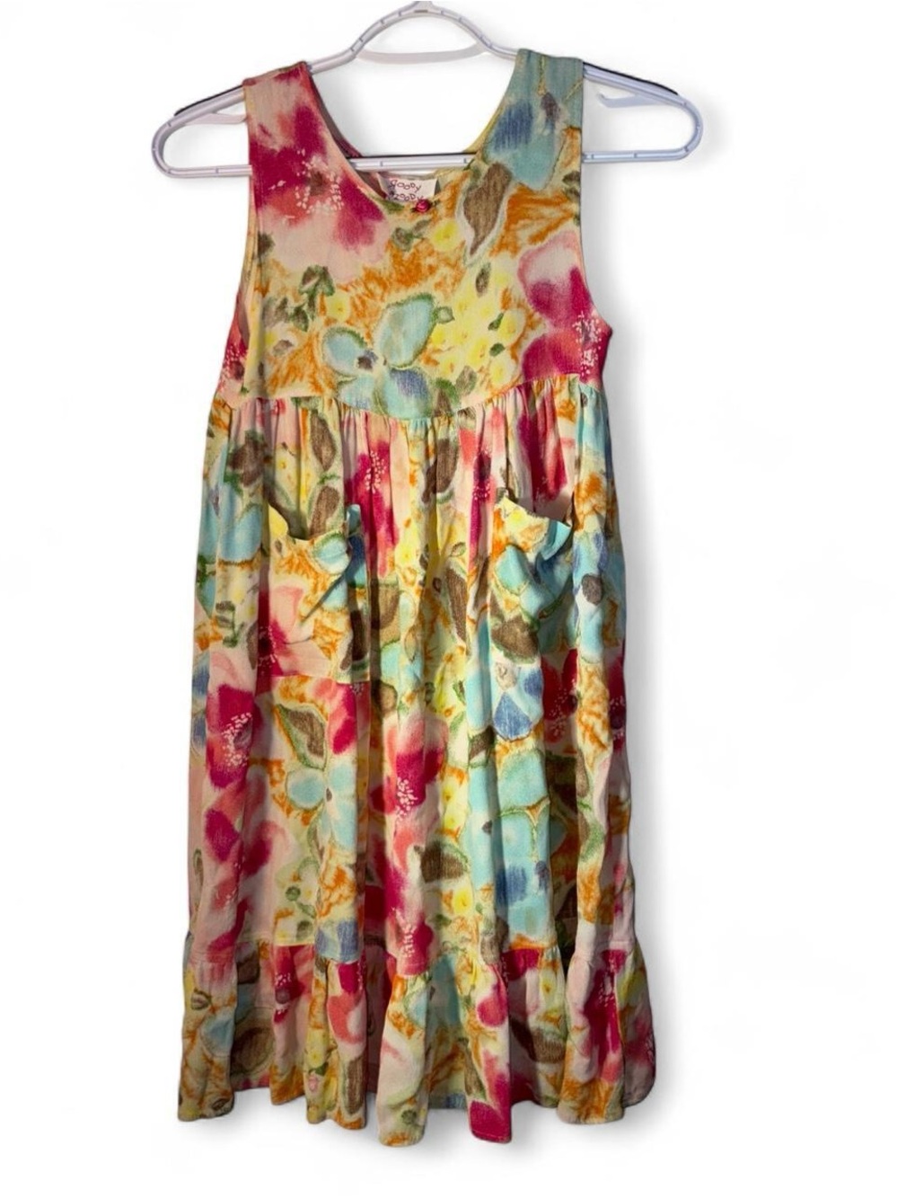 Girls Sleeveless Watercolor Floral Midi Dress - Multicolor